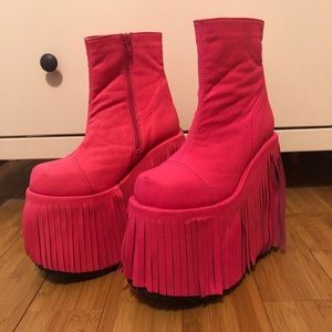 Pink fringe demonia platforms $150 or best offer